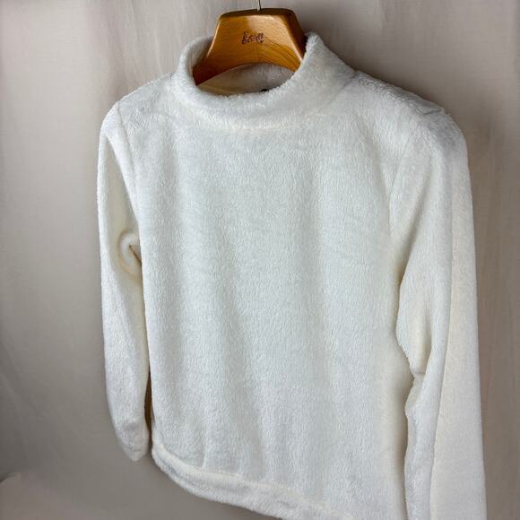 Talbots Size Small Funnel Neck Pullover Sweater Ivory Off-White Cozy Soft Plush - Picture 5 of 11